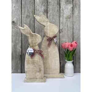 Martha Stewart Wooden Easter Bunny Decor Set Rustic Farmhouse Spring Decoration